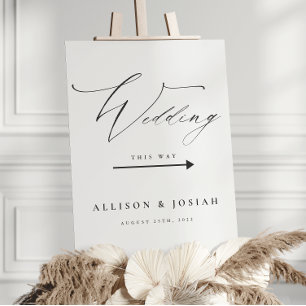 Simple Script Black and White Wedding Welcome Foam Board