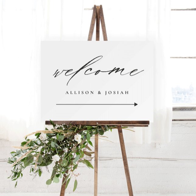 Simple Script Black and White Wedding Welcome Foam Board (Creator Uploaded)