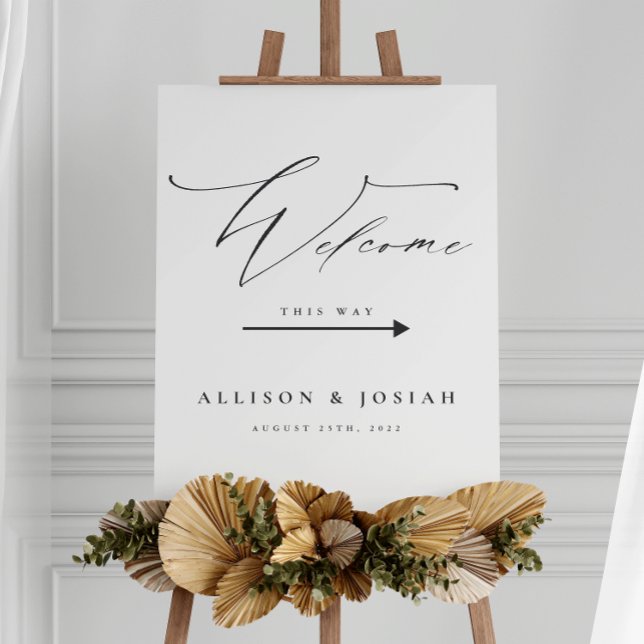 Simple Script Black and White Wedding Welcome Foam Board (Creator Uploaded)