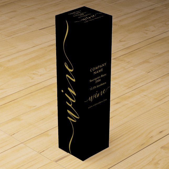 Simple Script - Black & Gold Wine Box (Front)