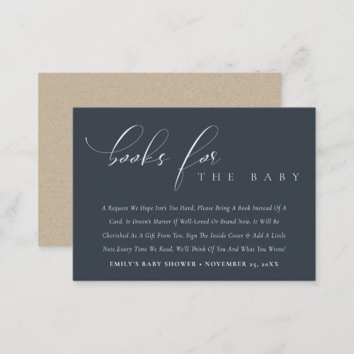 Simple Script Black Navy Books for Baby  Enclosure Card