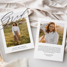 Simple Script Black Photo Graduation Announcement