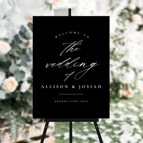 Simple Script Black Wedding Welcome Foam Board