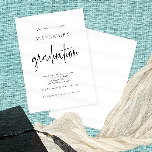 Simple Script Black White Any Color Graduation Invitation