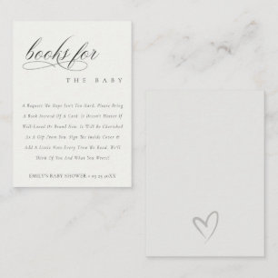 Simple Script Black White Books for Baby Shower Enclosure Card