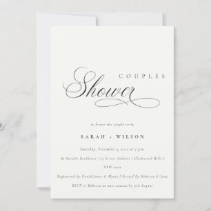 Simple Script Black White Couples Shower Invite