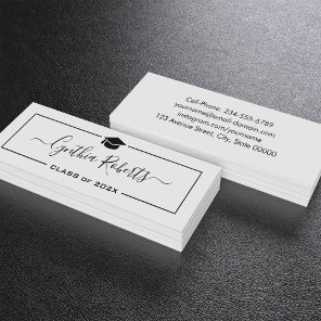 Simple Script Black White Graduation Insert Card