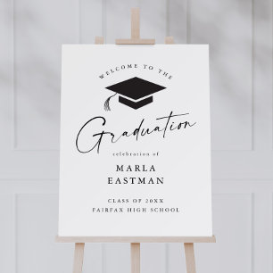 Simple Script Black & White Graduation Welcome Foam Board