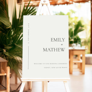 Simple Script Black White Heart Wedding Welcome Foam Board