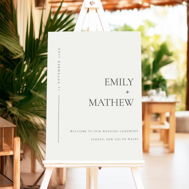 Simple Script Black White Heart Wedding Welcome Foam Board (Creator Uploaded)