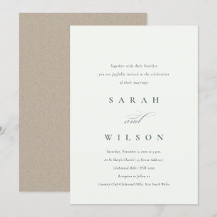 Simple Script Black White Kraft Wedding Invite