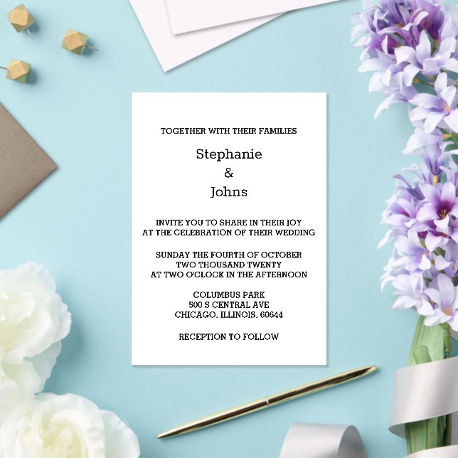 Simple Script Black White Minimal Elegant Wedding Acrylic Invitations (Insitu (Wedding))