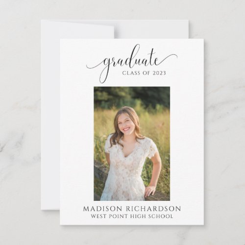 Simple Script Black & White Photo Graduation Party