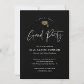 Simple Script Black & White Photo Graduation Party Invitation (Front)