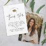 Simple Script Black & White Photo Graduation Thank You Card