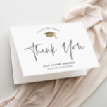 Simple Script Black & White Photo Graduation Thank You Card<br><div class="desc">Simple Script Black and White Photo Graduation Thank You Card with elegant gold foil cap and minimalist typography. The interior has a photo of the graduate and thank you message. Click the edit button to customize this design.</div>
