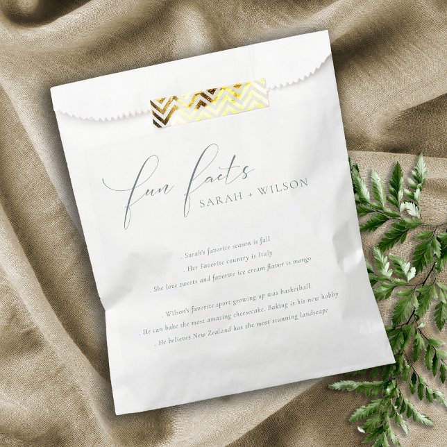 Simple Script Black White Wedding Fun Facts Favor Bag (Creator Uploaded)