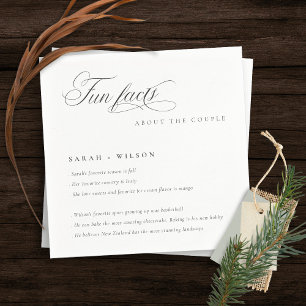 Simple Script Black White Wedding Fun Facts Napkins