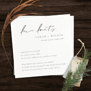 Simple Script Black White Wedding Fun Facts Napkins