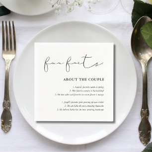 Simple Script Black White Wedding Fun Facts Napkins