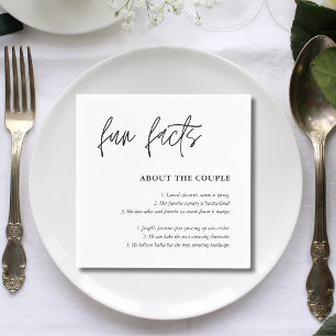 Simple Script Black White Wedding Fun Facts Napkins