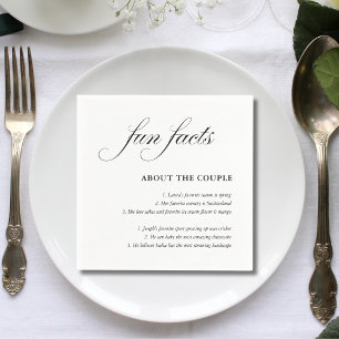 Simple Script Black White Wedding Fun Facts Napkins