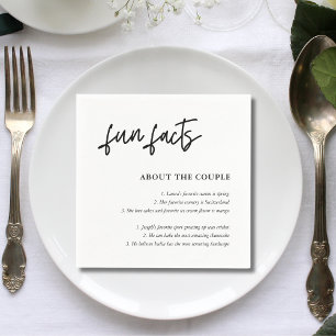 Simple Script Black White Wedding Fun Facts Napkins