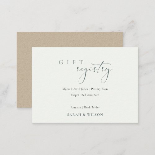 Simple Script Black  White Wedding Gift Registry  Enclosure Card
