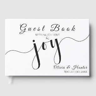 Simple, Script, Black & White Wedding Guest Book