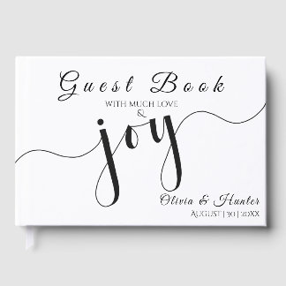 Simple, Script, Black & White Wedding Guest Book