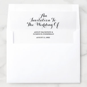 Simple Script Black & White Wedding Invitation Envelope Liner