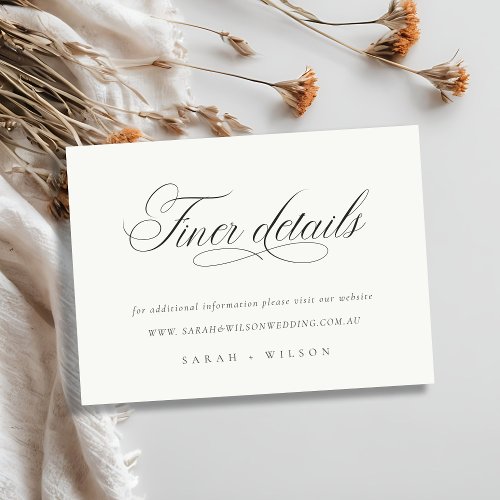 Simple Script Black White Wedding Website Details Enclosure Card