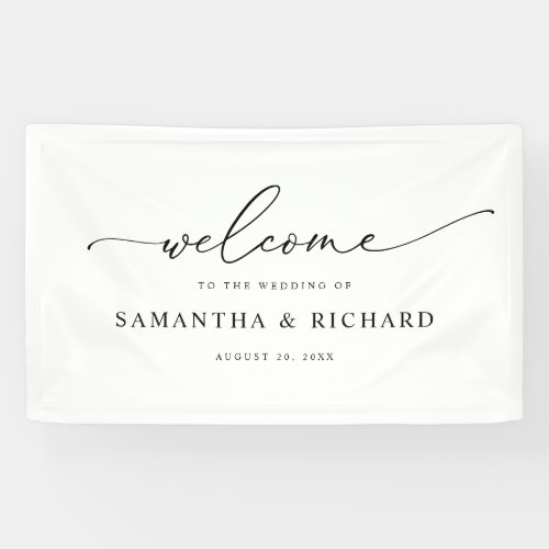 Simple Script Black  White Wedding Welcome Banner