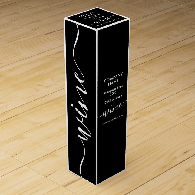 Simple Script - Black & White  Wine Box (Front)
