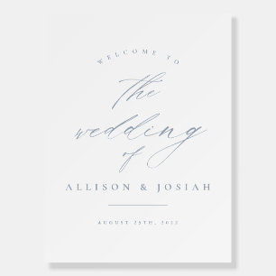 Simple Script Blue Wedding Welcome Foam Board