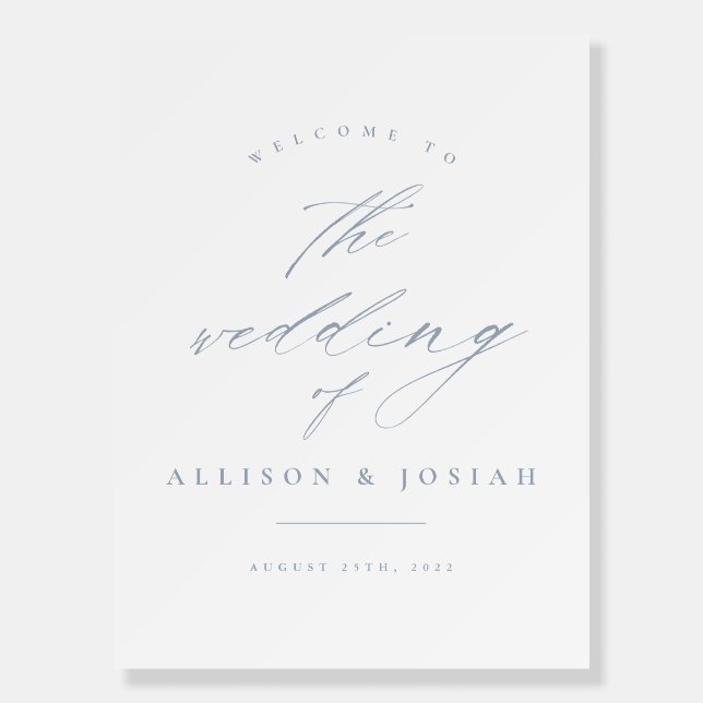Simple Script Blue Wedding Welcome Foam Board (Front)