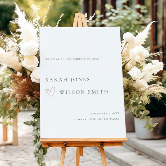 Simple Script Blush Heart Couples Shower Welcome Foam Board (Creator Uploaded)