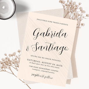 Simple Script Blush Pink and White Wedding Invitation