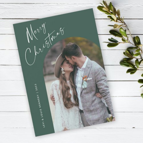 Simple Script Boho Arch Christmas Holiday Card