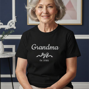 Simple Script Bow Grandma Est. Year T-Shirt
