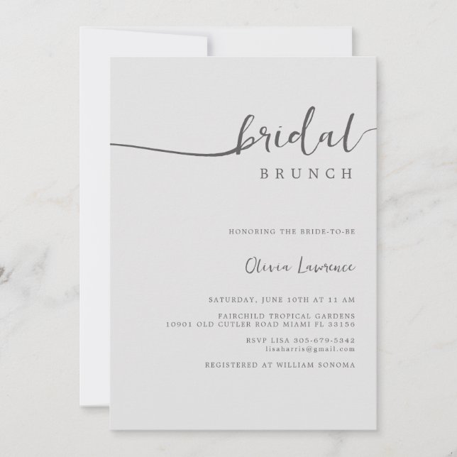 Simple Script Bridal Brunch Invitation (Front)