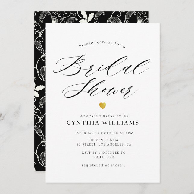 simple script bridal shower invitation (Front/Back)