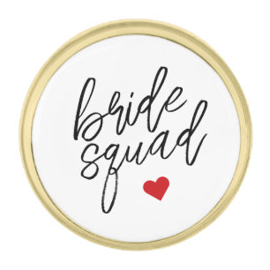 Simple Script Bride Squad Heart Bridesmaid Gift Gold Finish Lapel Pin