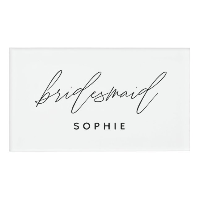 Simple Script Bridesmaid Personalized Name Custom Tag (Front)