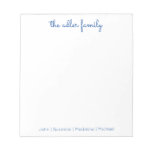 Simple Script Bright Blue Family Notepad at Zazzle