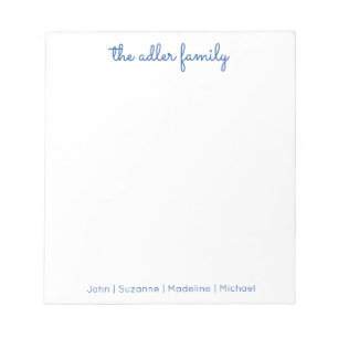 Simple Script Bright Blue Family Notepad