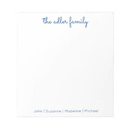 Simple Script Bright Blue Family Notepad