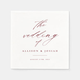 Simple Script Burgundy Maroon Wedding Napkins