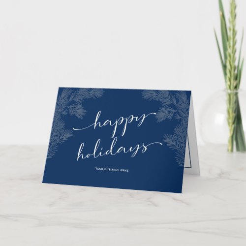 Simple Script Business Holiday Cards_Dark Blue