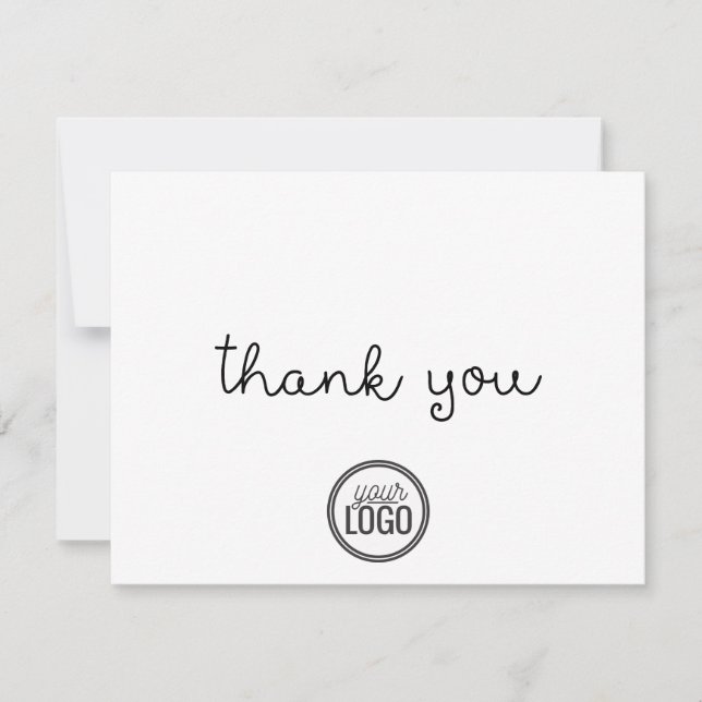 Simple Script Business Logo Flat Thank You Card (Front)